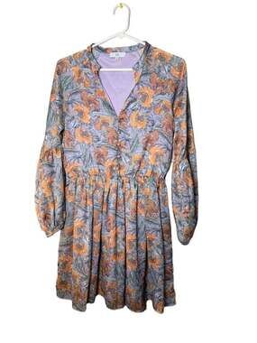 NSR Andra Floral Print Long Sleeve Mini Dress